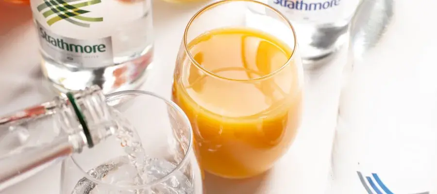 Bottles of water and fruit juices