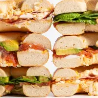UoEats breakfast bagels stacked up