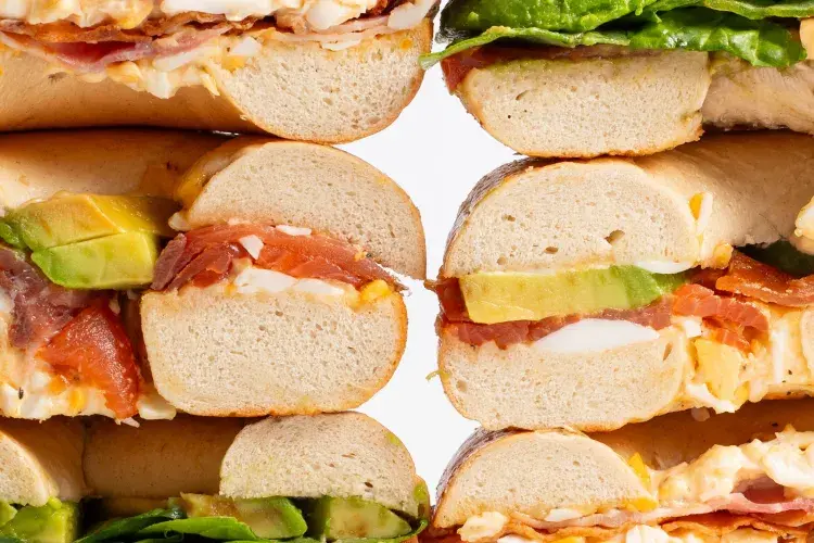 UoEats breakfast bagels stacked up