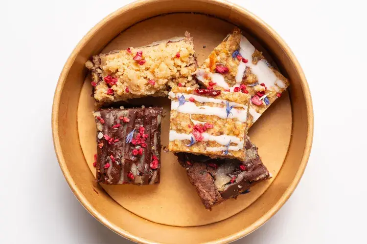 flapjacks and traybakes in a bowl